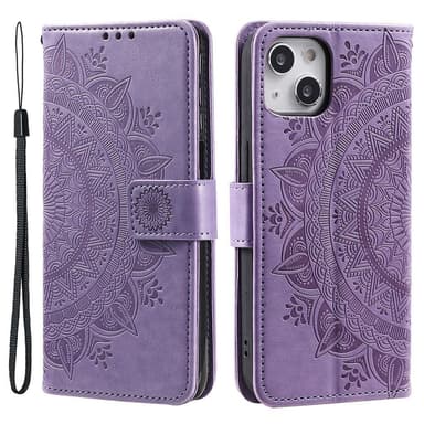 SKALO iPhone 15 Mandala lompakkokotelo - Violetti