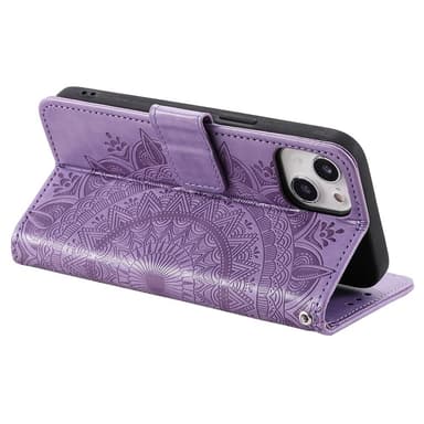 SKALO iPhone 15 Mandala lompakkokotelo - Violetti