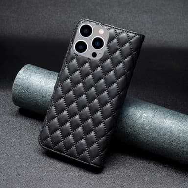 SKALO iPhone 15 Pro BINFEN COLOR Tikattu Lompakko - Musta