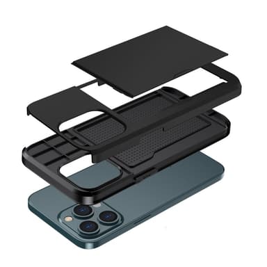 SKALO iPhone 14 Pro Armor Suojakuori korttikotelo - Musta