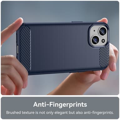 SKALO iPhone 15 Plus Armor Carbon Iskunkestävä TPU suojakuori - Sininen