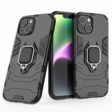 SKALO iPhone 15 Armor Hybridi metallirengas kuori - Musta