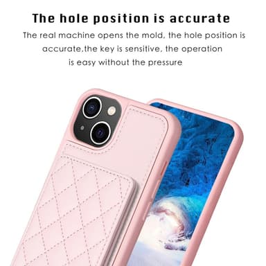 SKALO iPhone 15 Tikattu Suojakuori Lompakolla - Pinkki