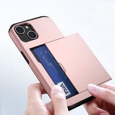 SKALO iPhone 14 Plus Armor Suojakuori korttikotelo - Ruusukulta
