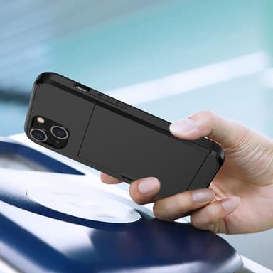 SKALO iPhone 14 Armor Suojakuori korttikotelo - Musta