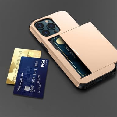 SKALO iPhone 14 Pro Max Armor Suojakuori korttikotelo - Kulta