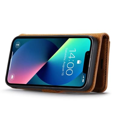 DG MING iPhone 15 2-in-1 magneetti lompakkokotelo - Ruskea