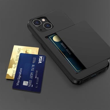 SKALO iPhone 14 Armor Suojakuori korttikotelo - Musta