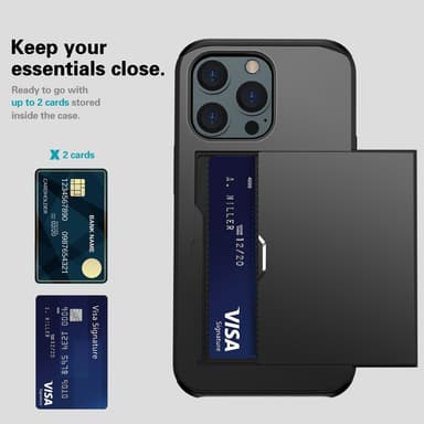SKALO iPhone 14 Pro Armor Suojakuori korttikotelo - Musta