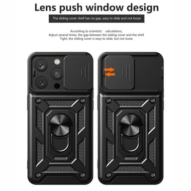 SKALO iPhone 15 Pro Armor hybridi metallirengas kameran liukusäädin - Musta