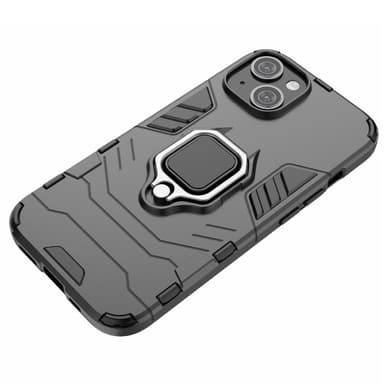 SKALO iPhone 15 Armor Hybridi metallirengas kuori - Musta