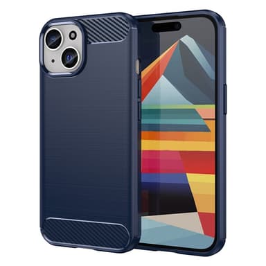 SKALO iPhone 15 Plus Armor Carbon Iskunkestävä TPU suojakuori - Sininen