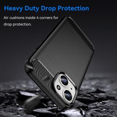 SKALO iPhone 15 Plus Armor Carbon Iskunkestävä TPU suojakuori - Musta