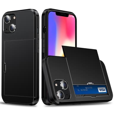 SKALO iPhone 14 Armor Suojakuori korttikotelo - Musta