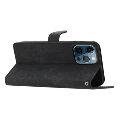 SKALO iPhone 15 Pro Max Lompakkokotelo PU-nahkaa - Musta