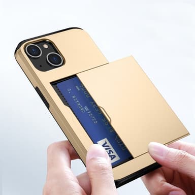 SKALO iPhone 14 Plus Armor Suojakuori korttikotelo - Kulta