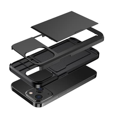 SKALO iPhone 14 Armor Suojakuori korttikotelo - Musta