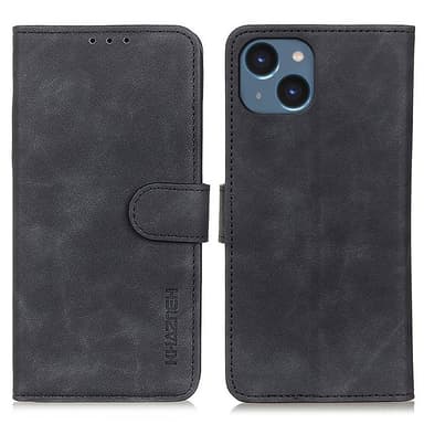 SKALO iPhone 15 KHAZNEH Lompakkokotelo PU-nahasta - Musta