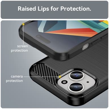 SKALO iPhone 15 Plus Armor Carbon Iskunkestävä TPU suojakuori - Musta