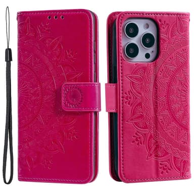 SKALO iPhone 15 Pro Mandala lompakkokotelo - Cerise