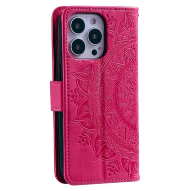 SKALO iPhone 15 Pro Mandala lompakkokotelo - Cerise