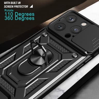 SKALO iPhone 15 Pro Armor hybridi metallirengas kameran liukusäädin - Musta