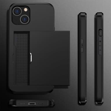 SKALO iPhone 14 Armor Suojakuori korttikotelo - Musta