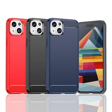SKALO iPhone 15 Plus Armor Carbon Iskunkestävä TPU suojakuori - Musta