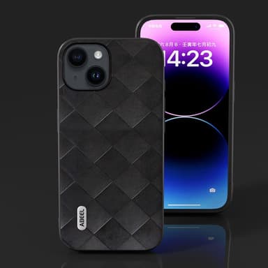 SKALO iPhone 15 ABEEL PU Nahka Suojakuori - Musta