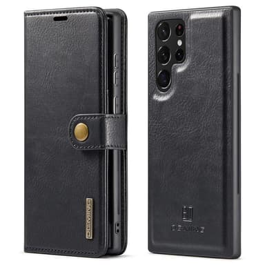 DG MING Samsung S22 Ultra 2-in-1 magneetti lompakkokotelo - Musta