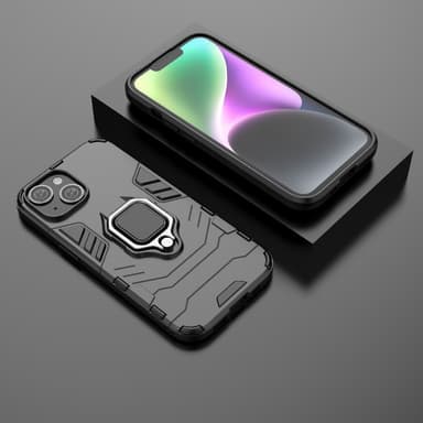SKALO iPhone 15 Armor Hybridi metallirengas kuori - Musta