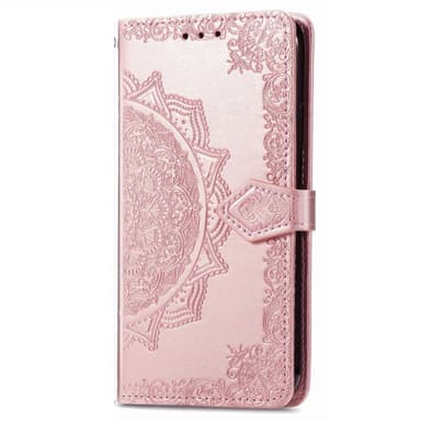 SKALO iPhone 14 Mandala lompakkokotelo - Ruusukulta