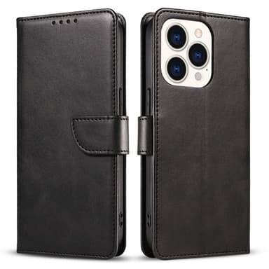 SKALO iPhone 15 Pro Premium Wallet Lompakkokotelo - Musta