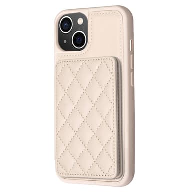 SKALO iPhone 15 Tikattu Suojakuori Lompakolla - Beige