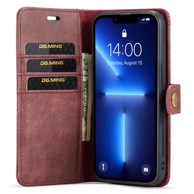 DG MING iPhone 14 Pro 2-in-1 magneetti lompakkokotelo - Punainen