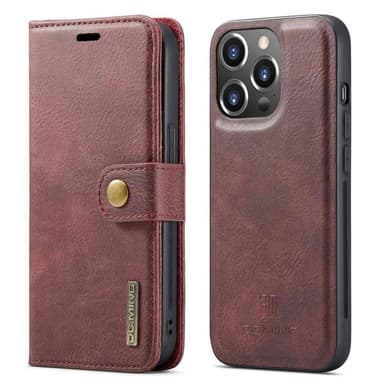 DG MING iPhone 14 Pro 2-in-1 magneetti lompakkokotelo - Punainen