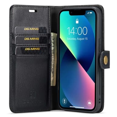 DG MING iPhone 14 2-in-1 magneetti lompakkokotelo - Musta