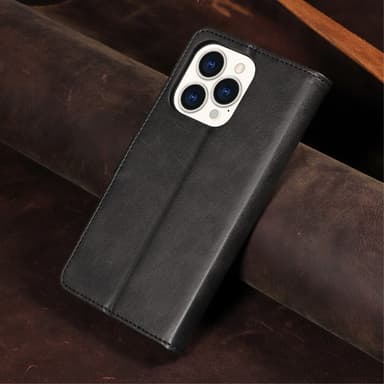 SKALO iPhone 15 Pro Premium Wallet Lompakkokotelo - Musta