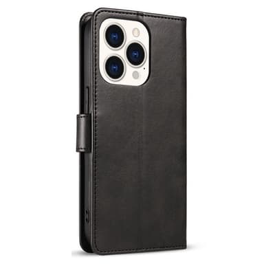 SKALO iPhone 15 Pro Premium Wallet Lompakkokotelo - Musta