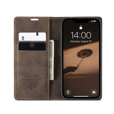 CaseMe iPhone 16e 013-sarjan PU-nahka Lompakkokotelo - Tummanruskea