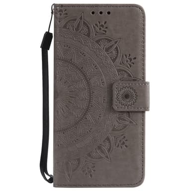 SKALO iPhone 16e Mandala Lompakkokotelo - Harmaa