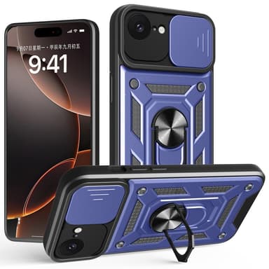 SKALO iPhone 16e Armor Metallinen rengas -kamerasuojus Suojakuori - Sininen