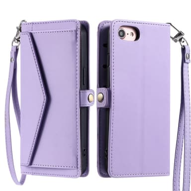 SKALO iPhone 16e PU-Nahkakuori Lompakkokotelo - Violetti