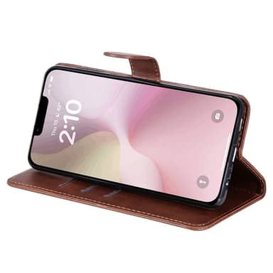 SKALO iPhone 16e Klassinen vetoketju Lompakkokotelo - Ruskea