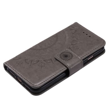 SKALO iPhone 16e Mandala Lompakkokotelo - Harmaa