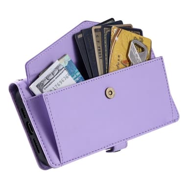 SKALO iPhone 16e PU-Nahkakuori Lompakkokotelo - Violetti