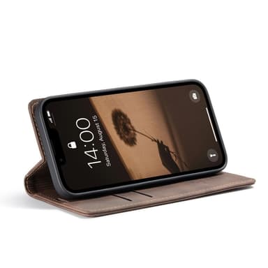 CaseMe iPhone 16e 013-sarjan PU-nahka Lompakkokotelo - Tummanruskea