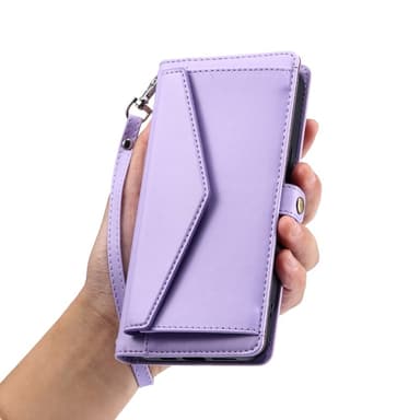 SKALO iPhone 16e PU-Nahkakuori Lompakkokotelo - Violetti