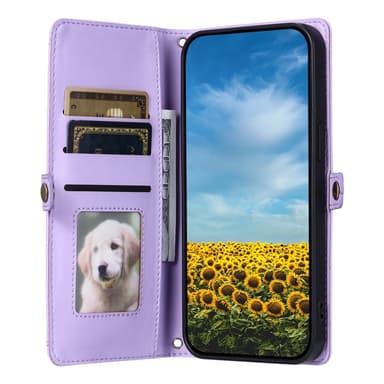 SKALO iPhone 16e PU-Nahkakuori Lompakkokotelo - Violetti