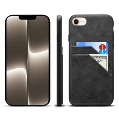 SKALO iPhone 16e PU-nahkainen kaksoiskorttipaikka Suojakuori - Musta